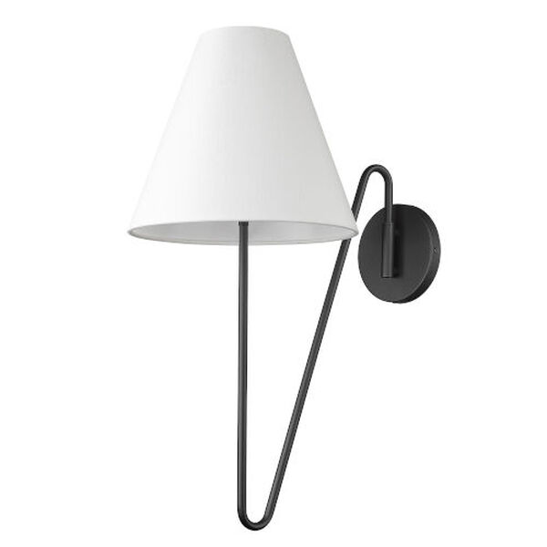 Kennedy Natural Black One-Light Articulating Wall Sconce with Ivory Linen Shade, image 1
